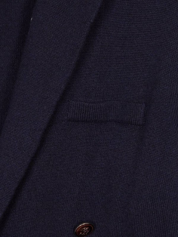 Мужской двубортный блейзер Brunello Cucinelli темно‑синий, кашемир Brunello Cucinelli фото 4