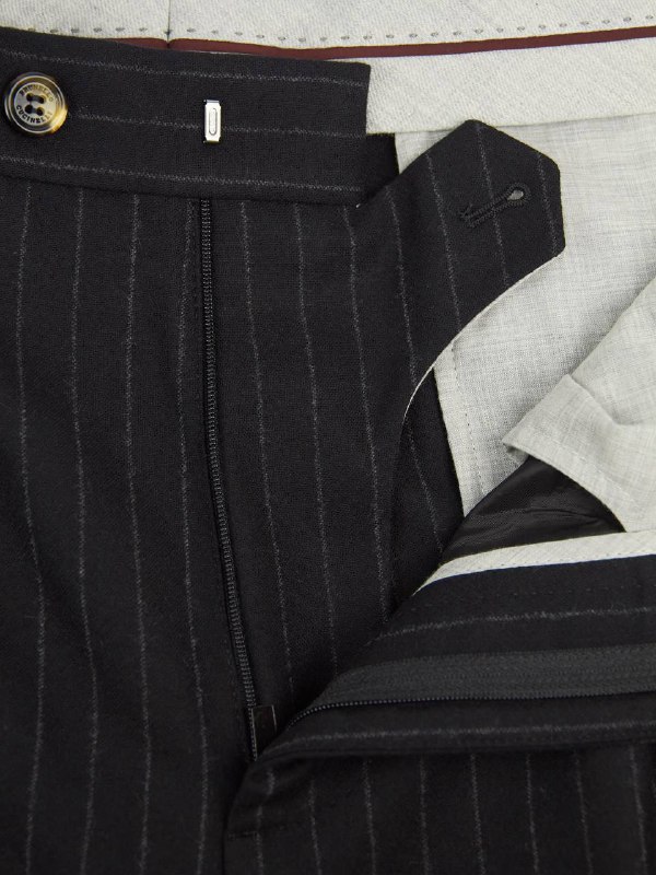 Мужские брюки Brunello Cucinelli черные классические, шерсть — застежка на молнии