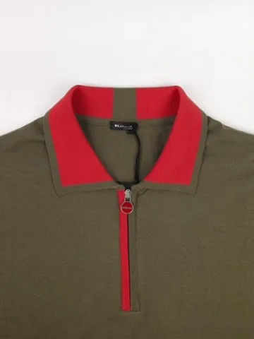 Поло мужское Kiton хаки с красными вставками хлопковое трикотажное Kiton