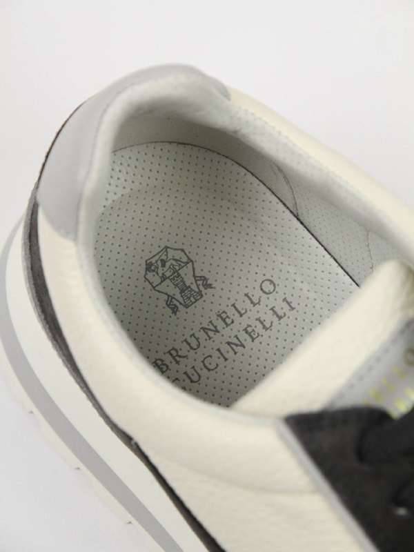 Мужские кроссовки Brunello Cucinelli кожа‑замша серо-молочные Brunello Cucinelli фото 6