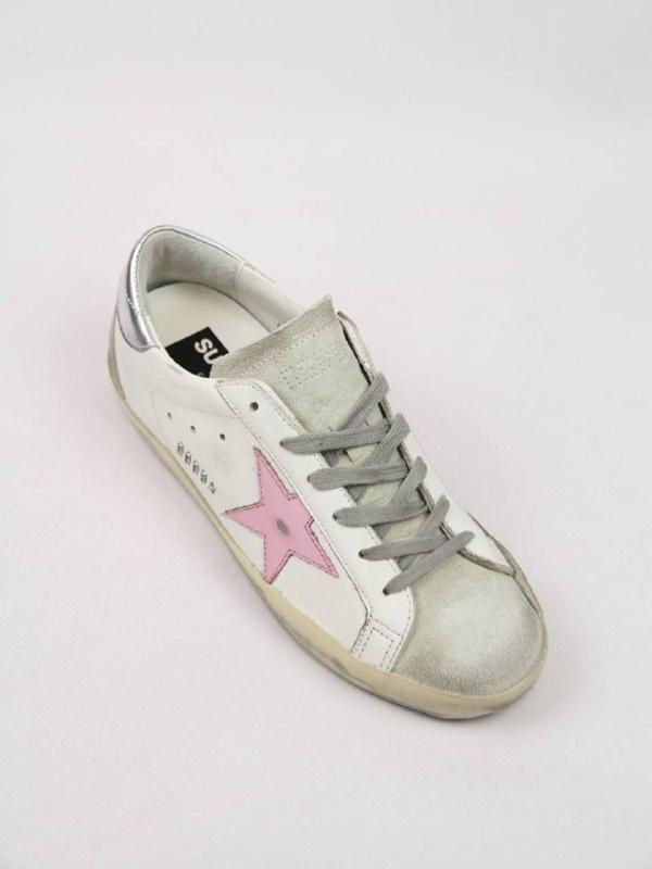 Женские кеды Golden Goose Super‑Star белые с розовой звездой Golden Goose фото 5