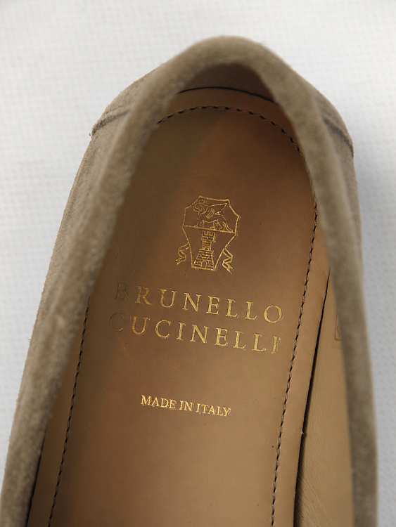 Мужские мокасины Brunello Cucinelli бежевые, кожа Brunello Cucinelli фото 7