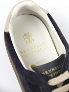 Мужские кеды Brunello Cucinelli тёмно‑синие из замши и кожи — стелька с логотипом Brunello Cucinelli