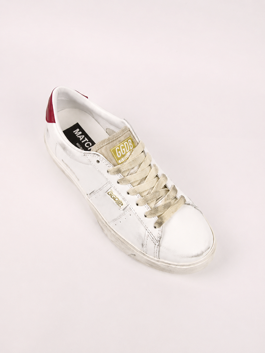 Женские кеды Golden Goose Match Star белые с бордовым задником — вид сверху