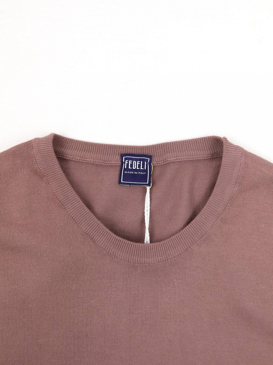 Мужская трикотажная футболка Fedeli кофейная, хлопок — горловина