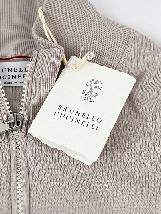 Кардиган мужской Brunello Cucinelli бежевый на молнии, хлопок Brunello Cucinelli фото 6