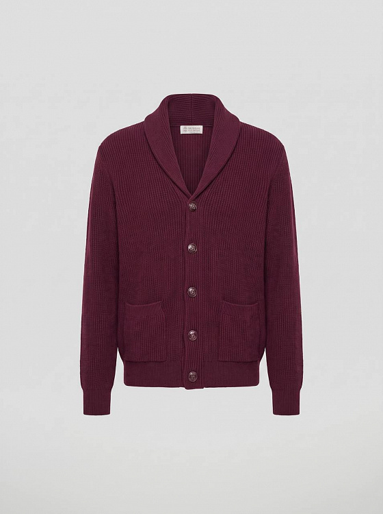 Мужской кардиган Brunello Cucinelli бургунди, хлопок Brunello Cucinelli