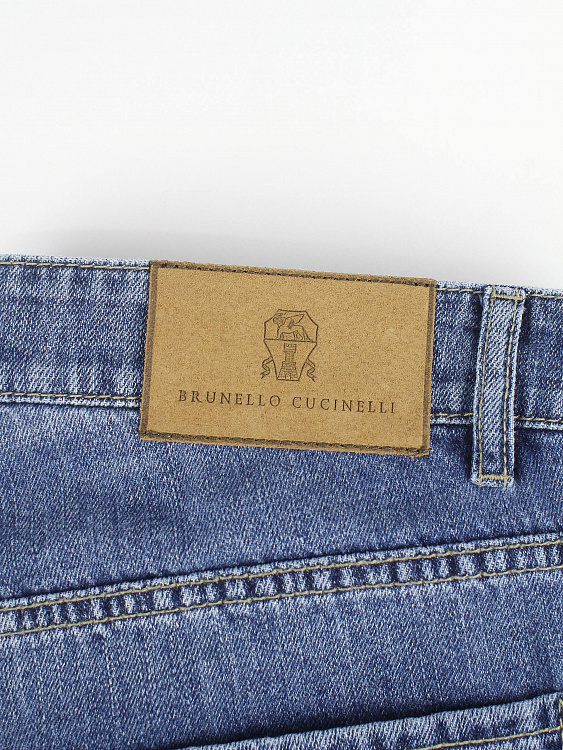 Мужские джинсы Brunello Cucinelli Traditional Fit варёный синий деним Brunello Cucinelli фото 4