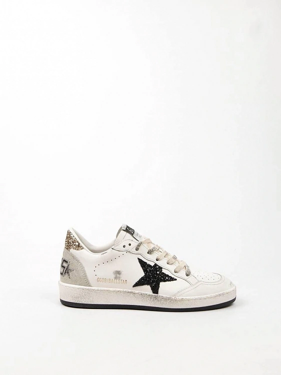 Женские кеды Golden Goose Ball Star белые с черной блестящей звездой Golden Goose фото 2