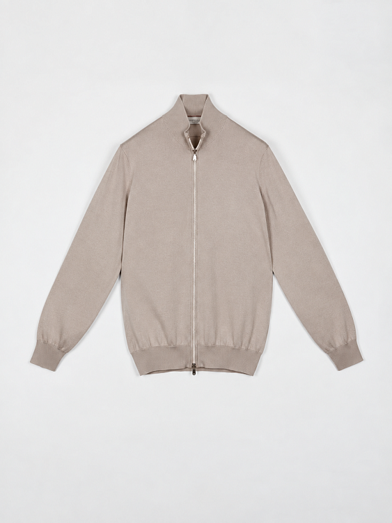 Кардиган мужской Brunello Cucinelli бежевый на молнии, хлопок Brunello Cucinelli