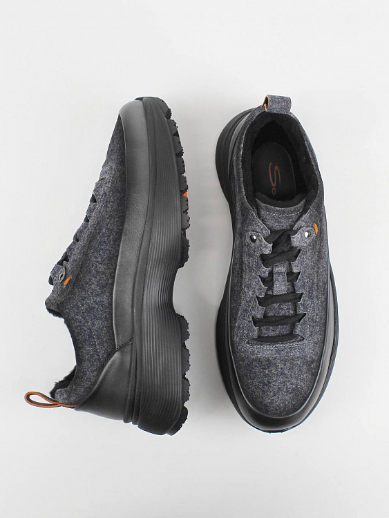 Мужские утепленные кроссовки Santoni EASYBC серый меланж, кожа/шерсть Santoni фото 7