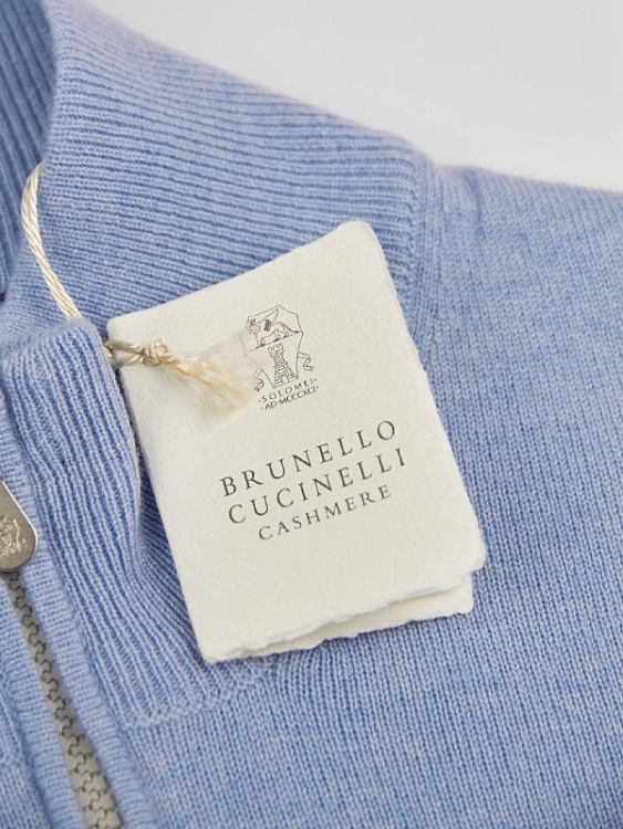 Мужской джемпер Brunello Cucinelli голубойна молнии, кашемир Brunello Cucinelli фото 6