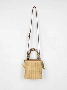 Женская сумка-тоут Prada Panier Mini из соломы и кожи — вид сзади