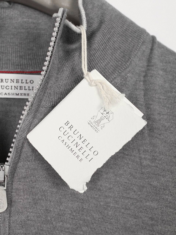 Мужской джемпер Brunello Cucinelli серый, хлопок/кашемир Brunello Cucinelli фото 6