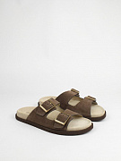 Мужские шлёпанцы Brunello Cucinelli Urban коричневые из замши (широкая подошва)