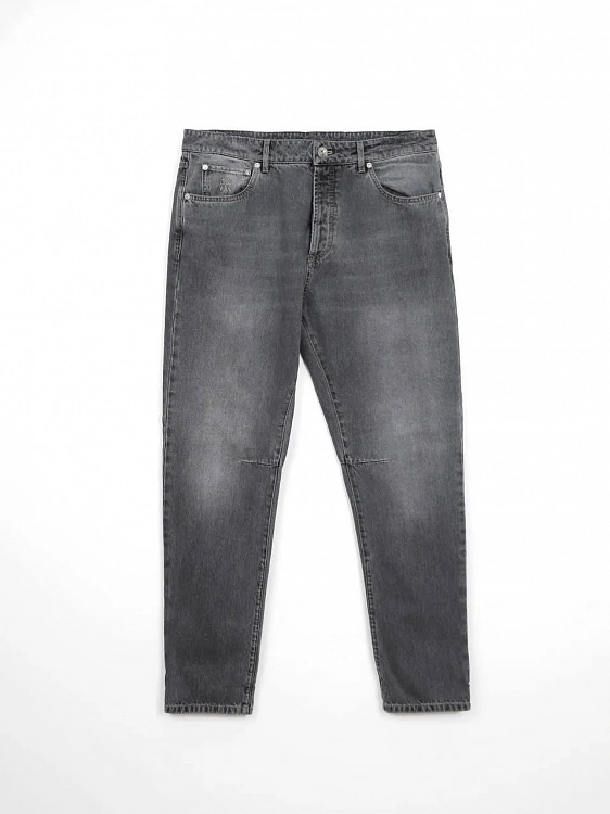 Мужские джинсы Brunello Cucinelli Leisure Fit серый (селдвидж деним) Brunello Cucinelli