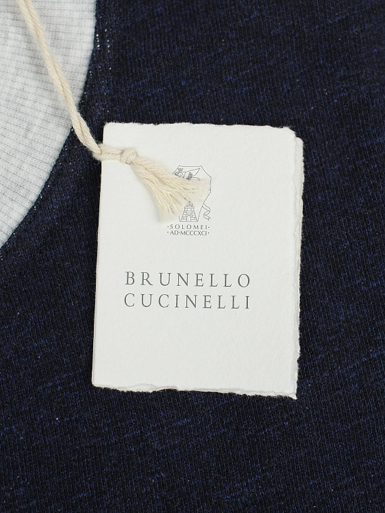 Мужской свитшот Brunello Cucinelli темно‑синий махровый, хлопок/лен Brunello Cucinelli фото 6
