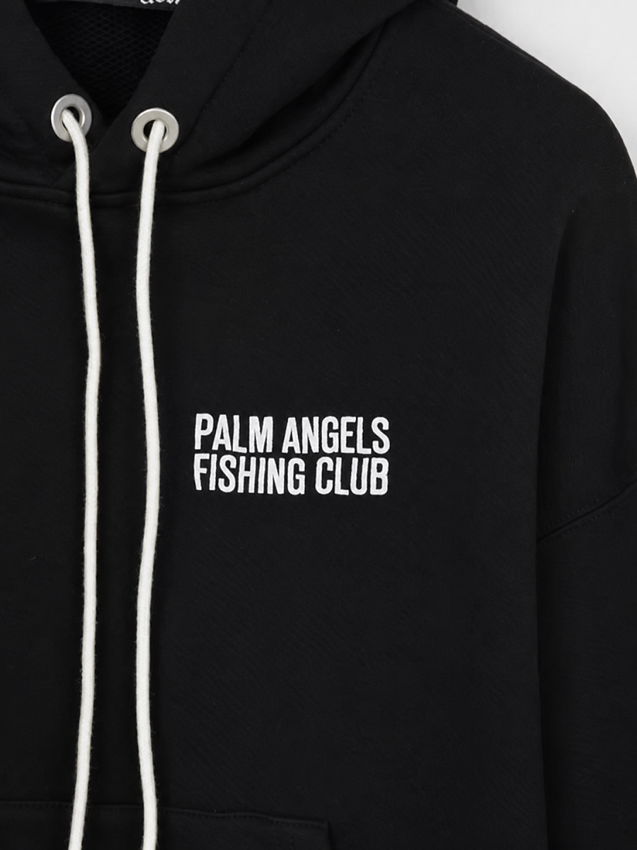 Мужское худи Palm Angels черное, хлопок — принт