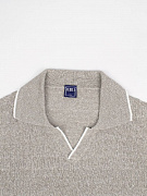 Мужское поло Fedeli лён/хлопок серо‑бежевый V‑вырез Fedeli фото 3