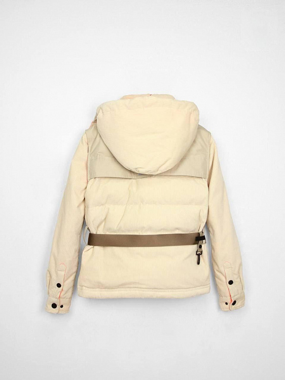 Женский пуховик Moncler Grenoble Tetras из микровельвета молочный Moncler фото 2