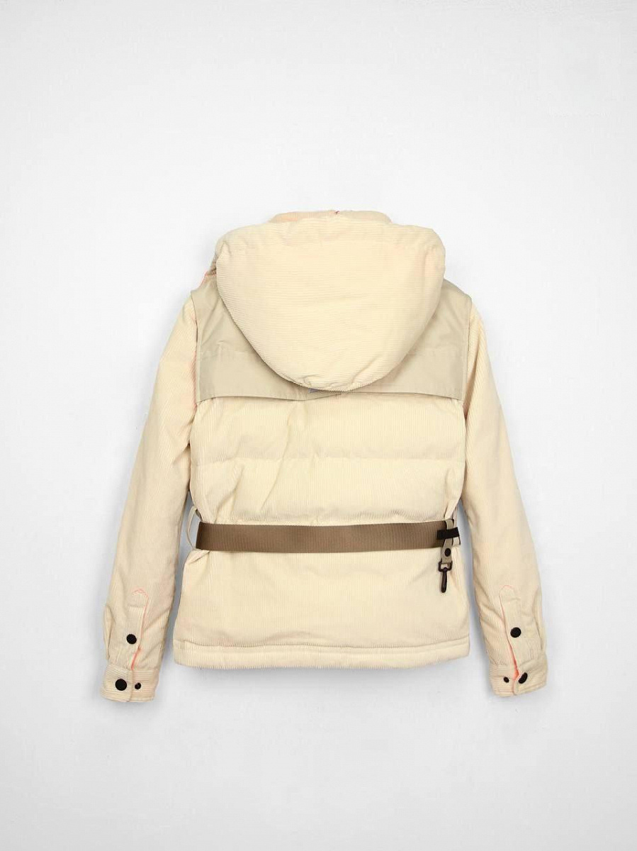 Женский пуховик Moncler Grenoble Tetras из микровельвета молочный Moncler фото 2