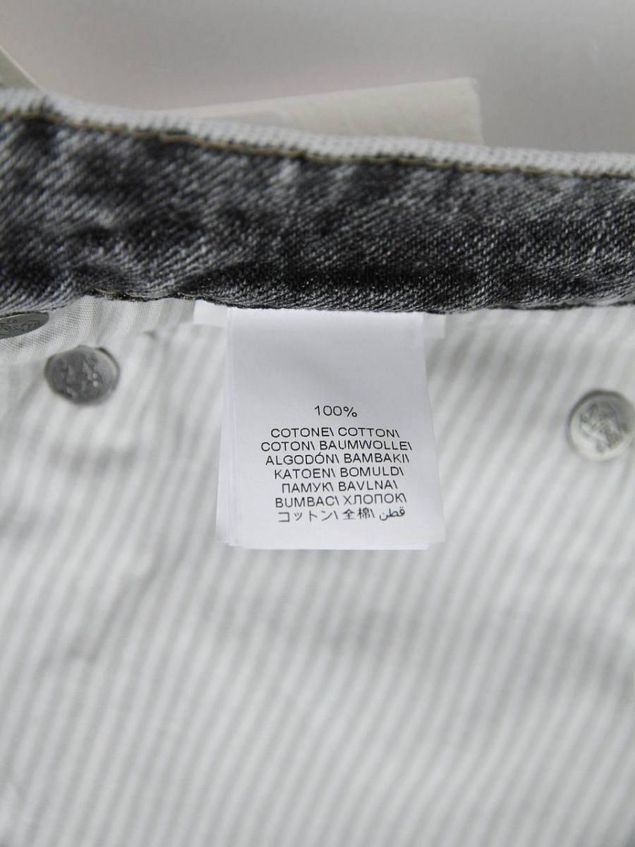 Мужские джинсы Brunello Cucinelli Iconic Fit серый деним — этикетка с составом и рекомендациями по уходу