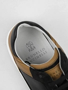 Мужские кеды Brunello Cucinelli чёрные кожа‑замша — стелька с логотипом Brunello Cucinelli
