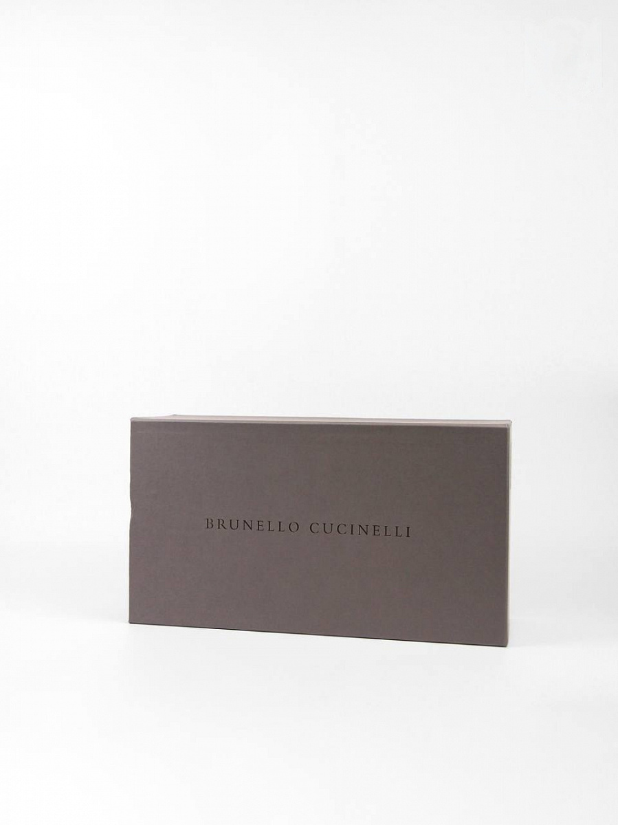 Мужские кроссовки Brunello Cucinelli текстильные белые — фирменная коробка Brunello Cucinelli