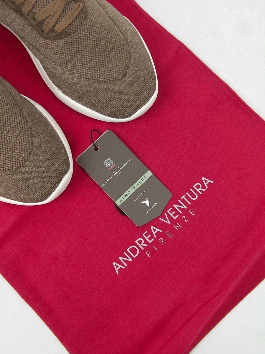 Мужские кроссовки Andrea Ventura коричневые шерстяные — фирменный пыльник Andrea Ventura
