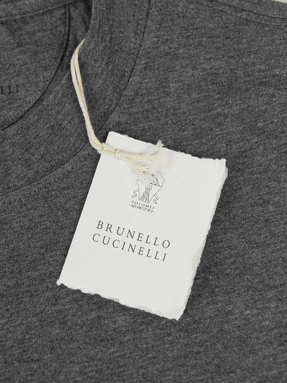 Мужская футболка Brunello Cucinelli графитовая с принтом, хлопок Brunello Cucinelli фото 4