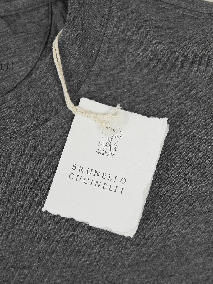 Мужская футболка Brunello Cucinelli графитовая с принтом, хлопок Brunello Cucinelli фото 4