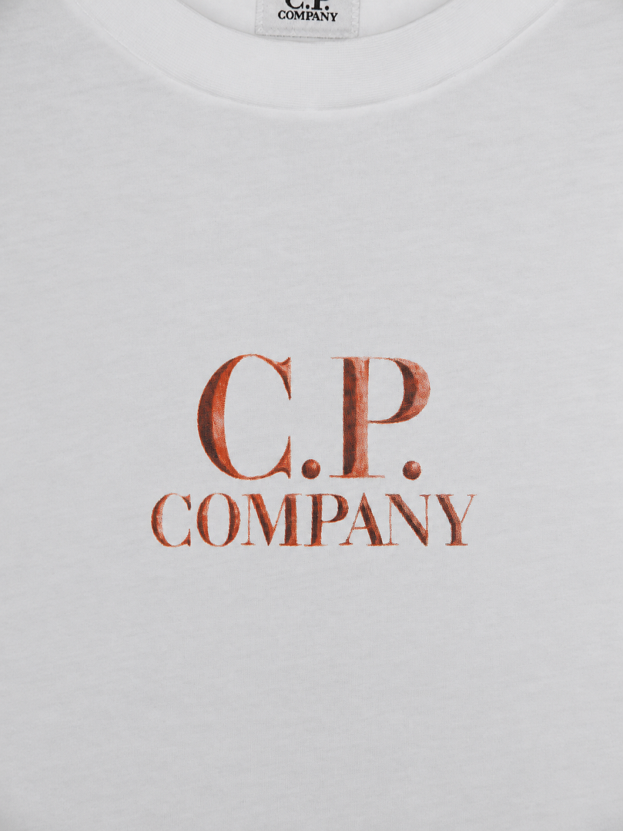 Мужская футболка C.P. Company белая, хлопок — принт спереди