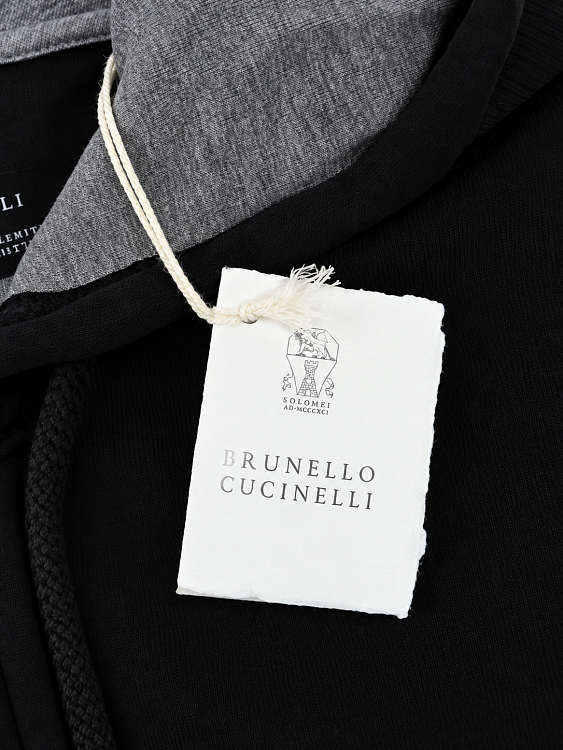 Толстовка мужская Brunello Cucinelli чёрная на молнии с капюшоном Brunello Cucinelli фото 6