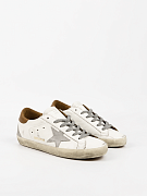 Кеды женские Golden Goose Super‑Star белые кожаные с серебристой звездой и контрастной пяткой
