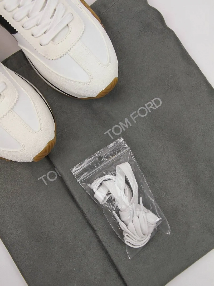 Мужские кроссовки Tom Ford James белые — фирменный пыльник Tom Ford