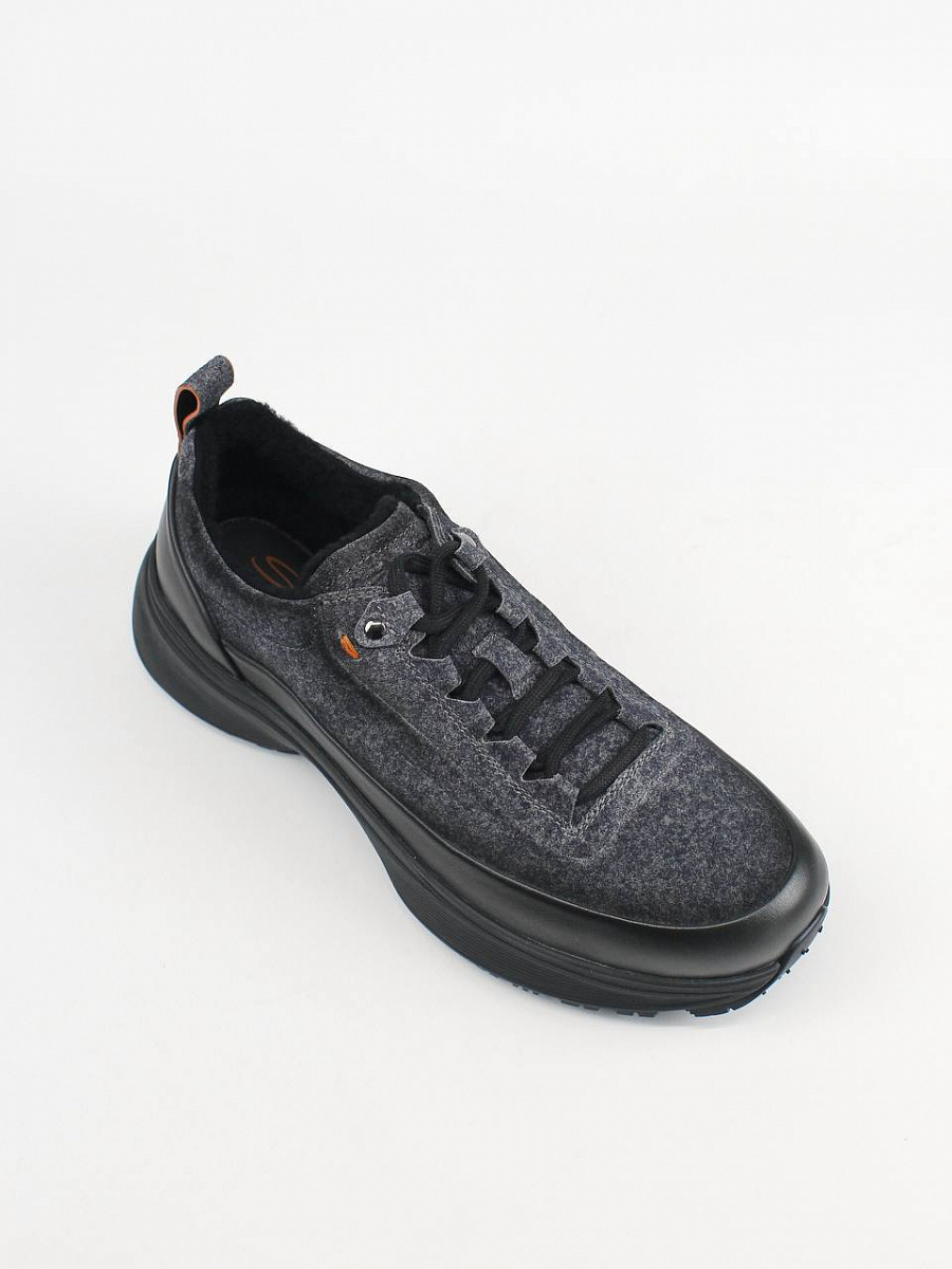 Мужские утепленные кроссовки Santoni EASYBC серый меланж, кожа/шерсть Santoni фото 4