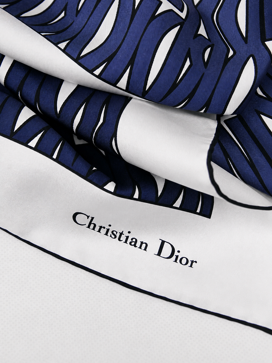 Женский шелковый платок Dior темно-синий/белый Dior фото 2