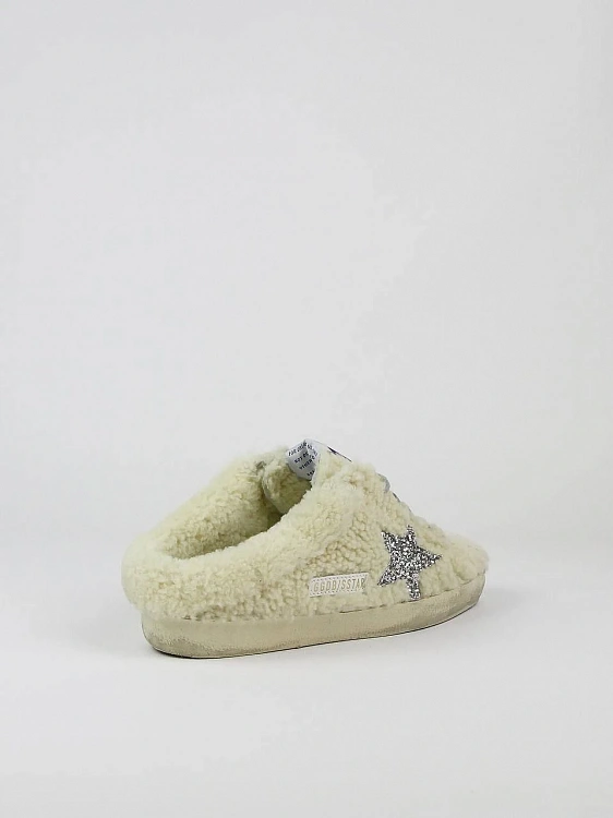Женские меховые кеды-мюли Golden Goose Super Star молочные Golden Goose фото 3