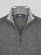 Мужской кардиган Fedeli серый на молнии, шерсть — воротник-стойка с застежкой на молнии