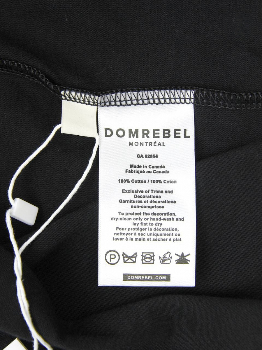 Мужская футболка Domrebel черная, хлопок — бирка с составом и уходом