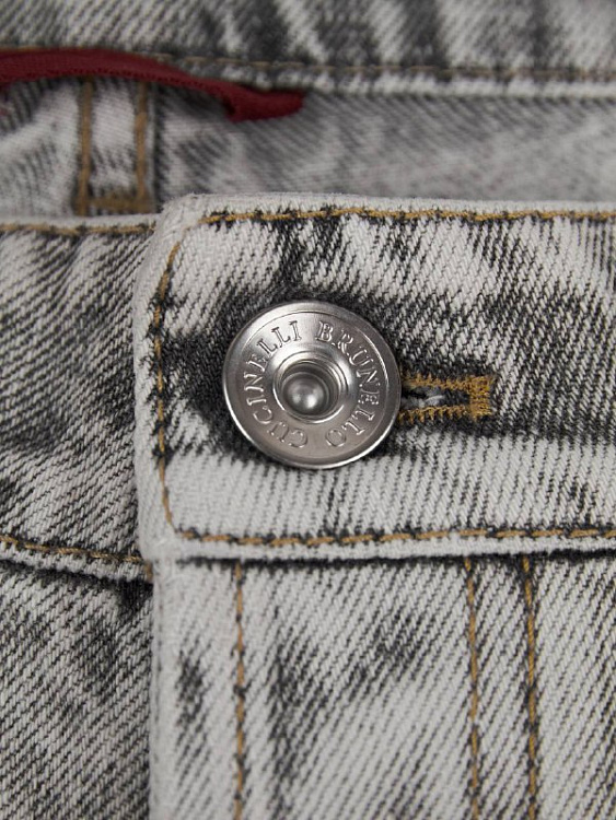 Мужские джинсы Brunello Cucinelli серые Traditional Fit хлопок Brunello Cucinelli фото 6