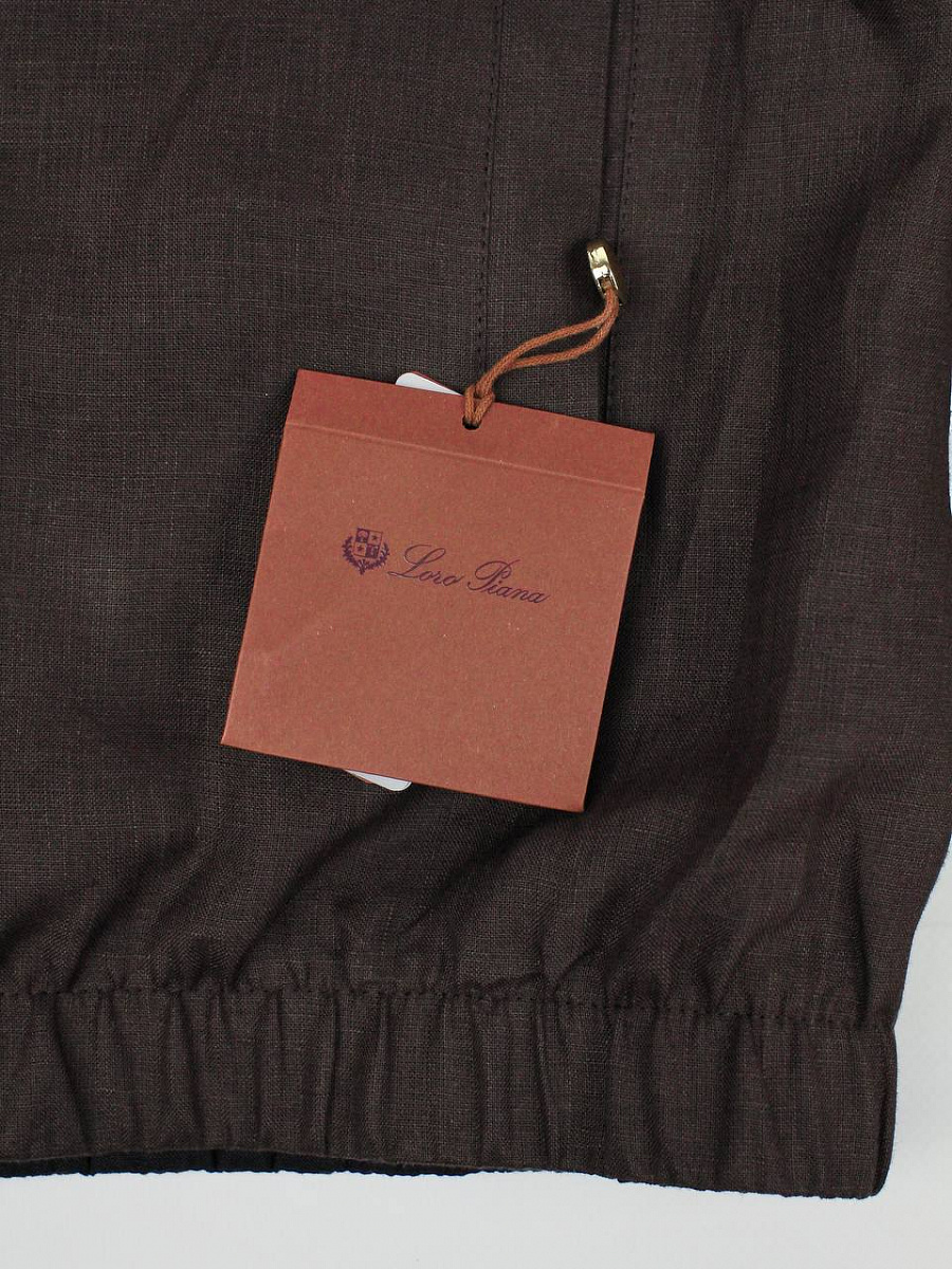 Мужская ветровка Loro Piana Bomber Solaire коричневая, темно-синяя лен — фирменная бирка Loro Piana