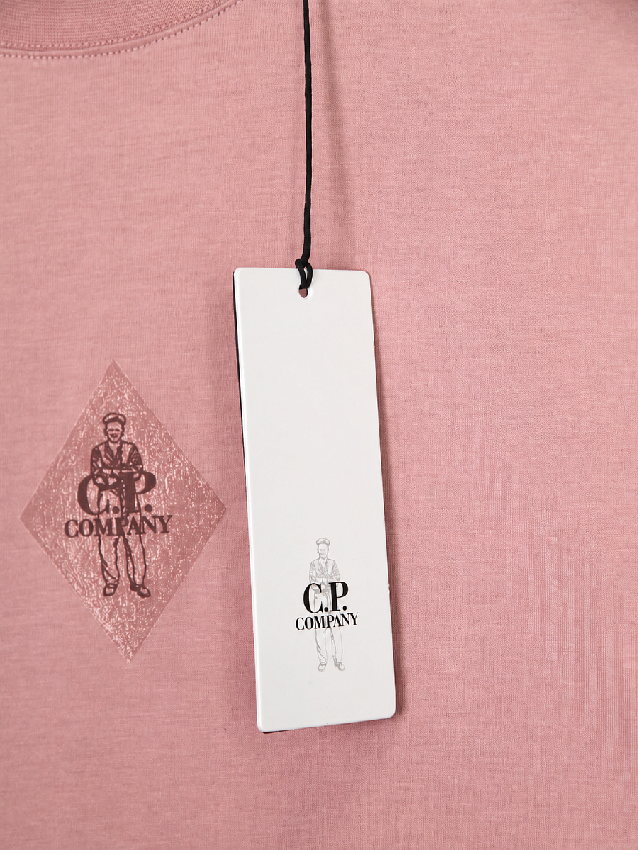 Мужская футболка C.P. Company пыльно-розовая, хлопок — фирменная бирка C.P. Company