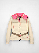 Женский пуховик Moncler Grenoble Tetras из микровельвета молочный