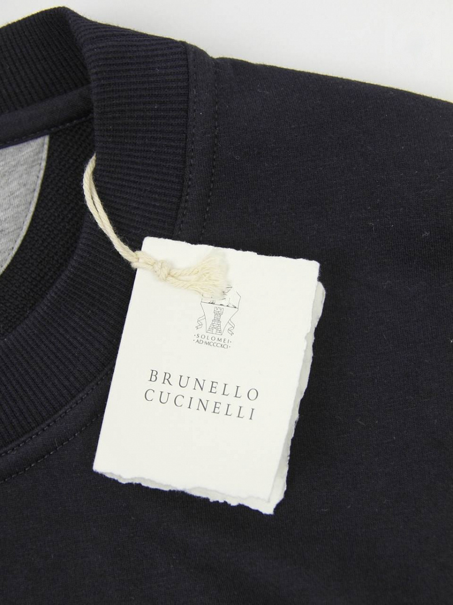 Мужской свитшот Brunello Cucinelli темно‑синий, хлопок/полиамид — фирменная бирка Brunello Cucinelli