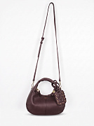 Женская сумка Ganni Hobo Bag коричневая — вид с плечевым ремнем