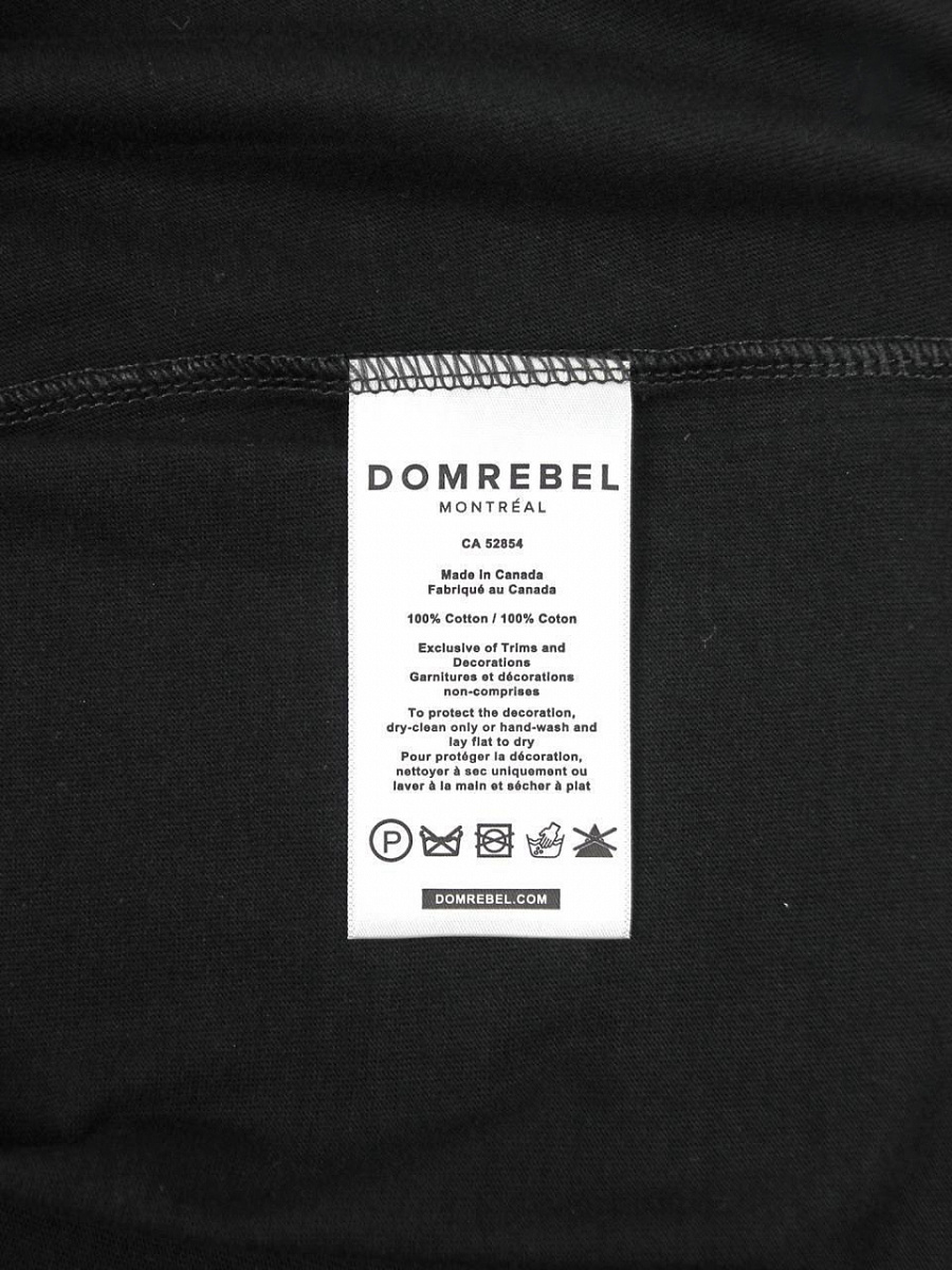 Мужская футболка Domrebel черная, хлопок — бирка с составом и уходом