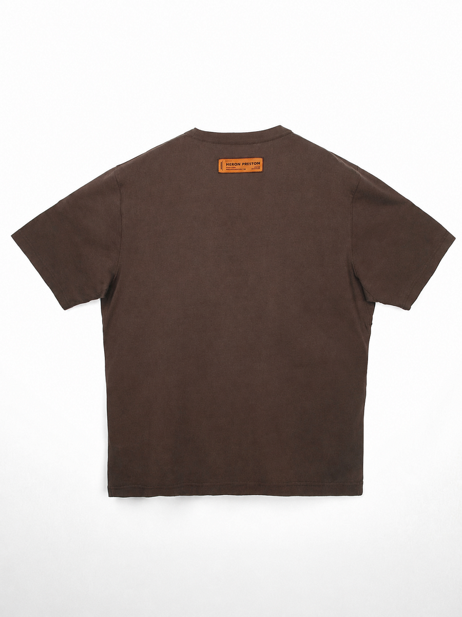 Мужская футболка Heron Preston "HPNY" коричневая из хлопка — вид сзади
