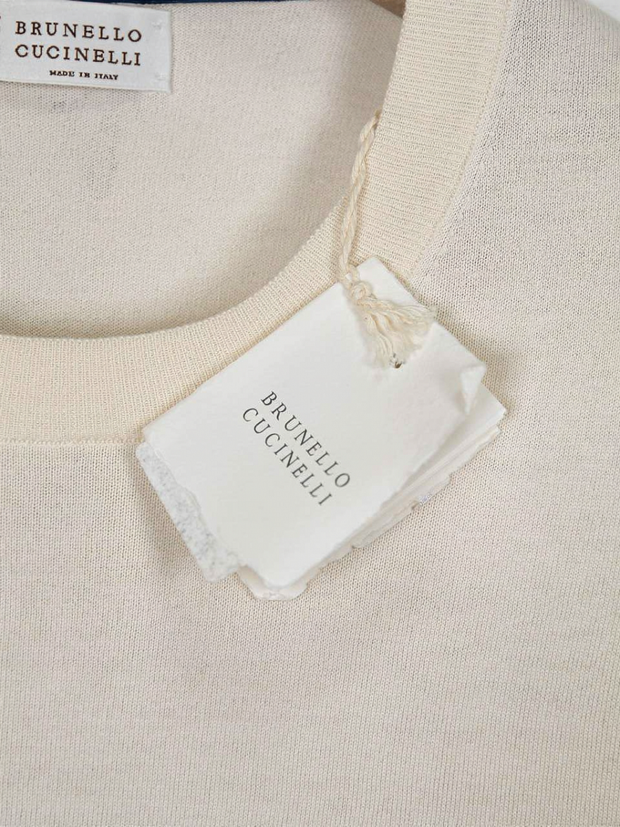 Мужской джемпер Brunello Cucinelli молочный, хлопок Brunello Cucinelli фото 4