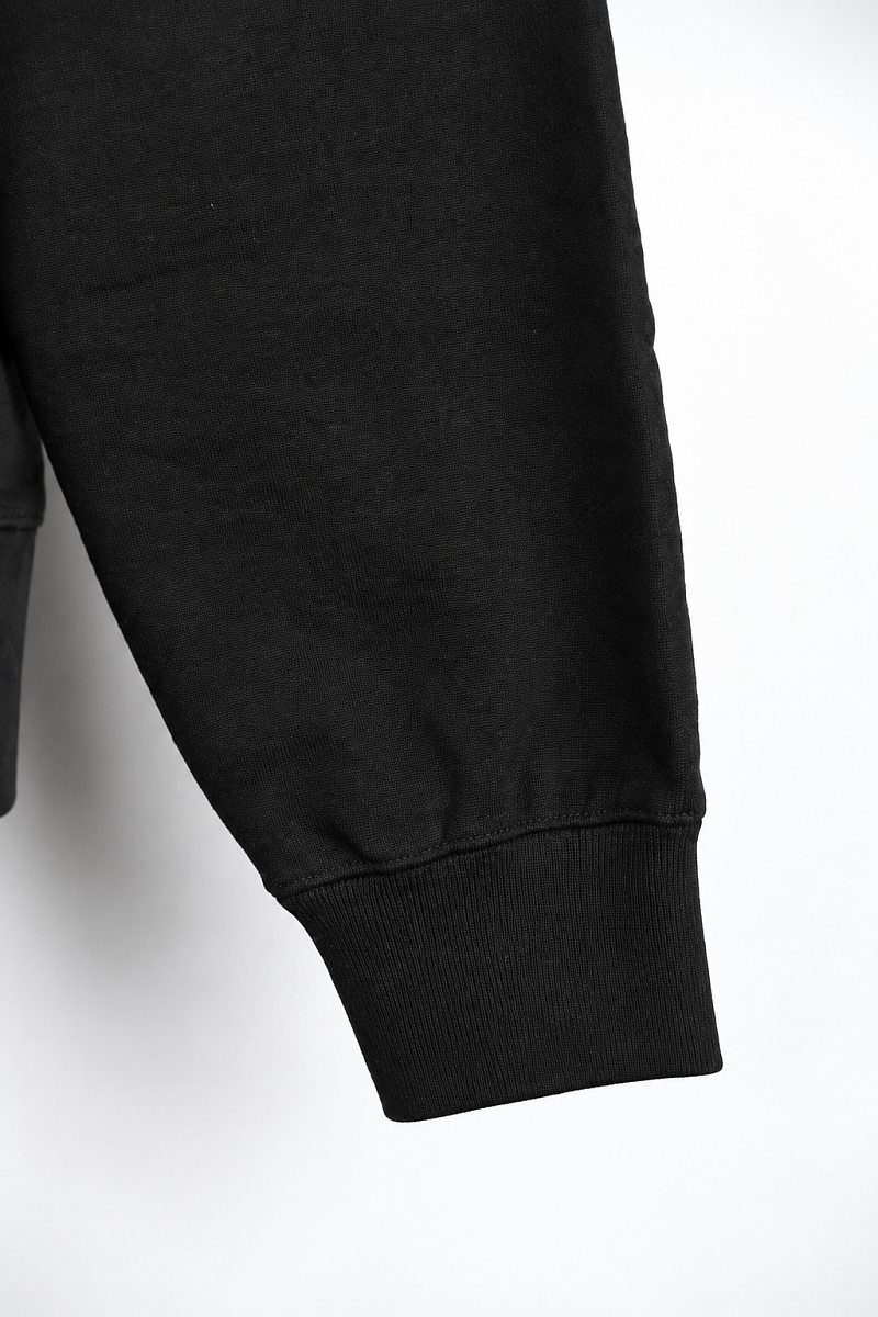 Мужское худи Jil Sander черное, хлопок — манжета рукава
